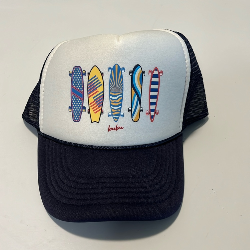 NWOT BUBU boys baseball hat - adjustable - navy w skateboards